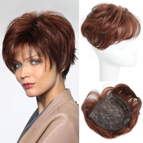 Image of PORSMEER Hair Toppers for Women Short Pixie Cut Pieces for Women with Thinning (Auburn)