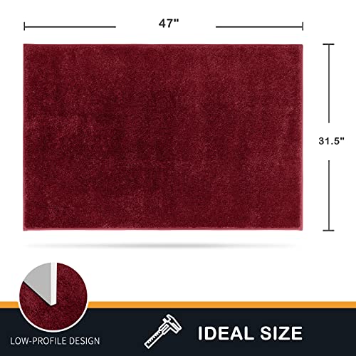 PURRUGS Dirt Trapping Door Mat 31.5" x 47", Non-Slip Machine Washable Entry Rug, Shoe Scraper, Dog Doormat, Super Absorbent Welcome Mat for Front & Back Door, Muddy Shoes & Paws, Burgundy Red
