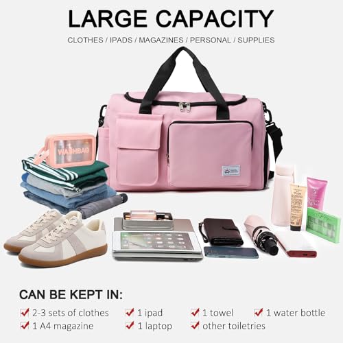 Image of Small Gym Bag for Women, Travel Duffle Bag Carry On Weekender Bag with Shoe Compartment