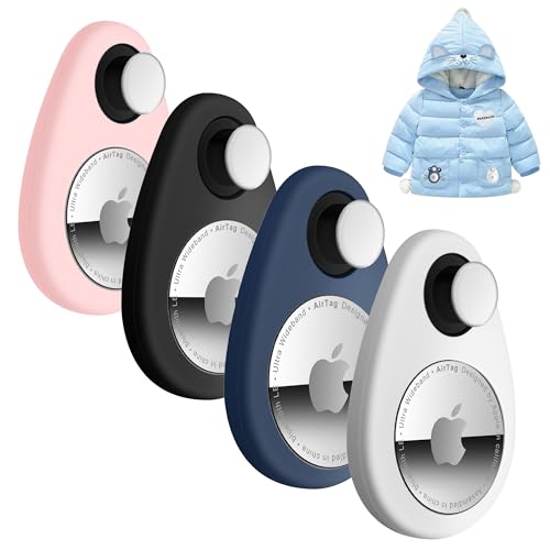 Airtag Holder Hidden 4 Pack GPS Tracker Case, Anti-Removal Airtag Silicone Case with Pins, Suitable for Children Elderly