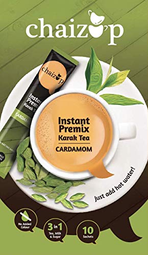 Image of Chaizup Premium 1 Min Instant Cardamom Tea Premix - 20 Sachets | Cardamom Flavours | 20 Servings | 280g (Pack of 2)