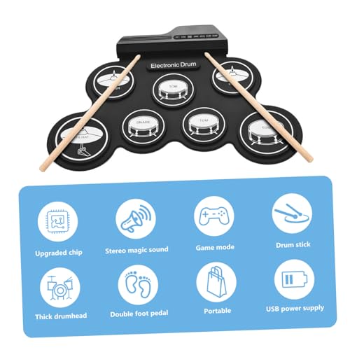 Kit de batterie électronique portable avec pads réalistes et métronome pour débutant - 3