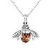 EleQueen 925 Sterling Silver Vintage Inspired Brown Crystals Queen Bee Pendant Necklace Jewelry For Women