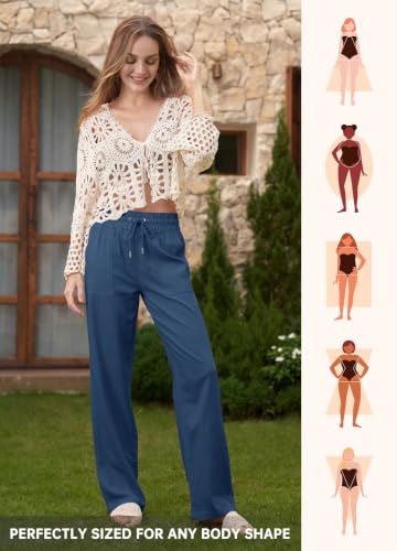 Image of Willit Women Linen Pants Wide Leg Palazzo Trousers 29 inch /31 inch / 33 inch
