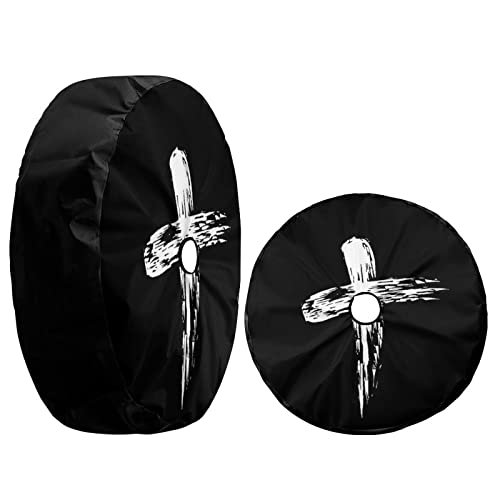 Image of Jesus Cross God Spare Tire Cover with Backup Camera Hole Wheel Tire Cover Fit Trailer, RV, SUV and Many Vehicle 15inch