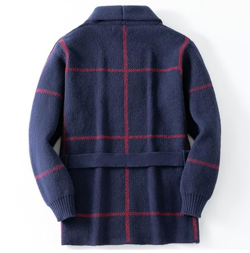 Men's Cardigan Sweaters Fall Lapel Cable Heavy Weight Knitwear Button Down Shawl Collar Outwear With Belts4