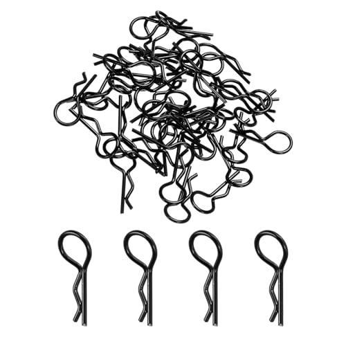 MECCANIXITY 40pcs 30-Degree Angle RC Body Clips Bent Springy R Pins 20x1.0x6mm for All 1/8 1/10 1/12 Scale Model RC Car Crawler Replacement(Black)