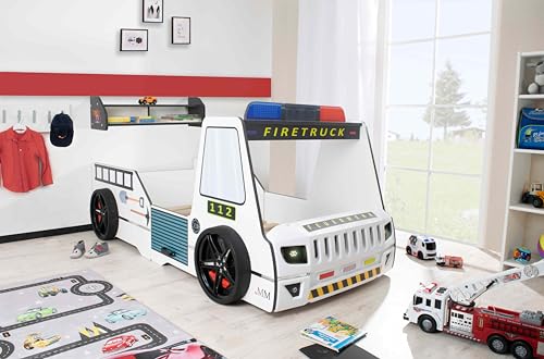 Aileenstore Feuerwehrbett Kinder 90x200 Spielbett Kinderbett Rio Firetruck...