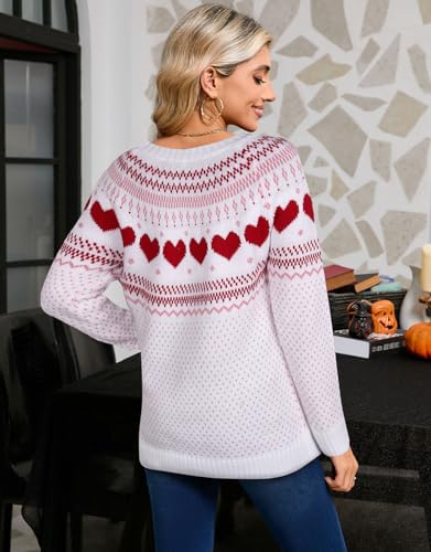 Image of Women's Long Sleeve Crewneck Casual Fall Winter Fair Isle Pullover Sweaters