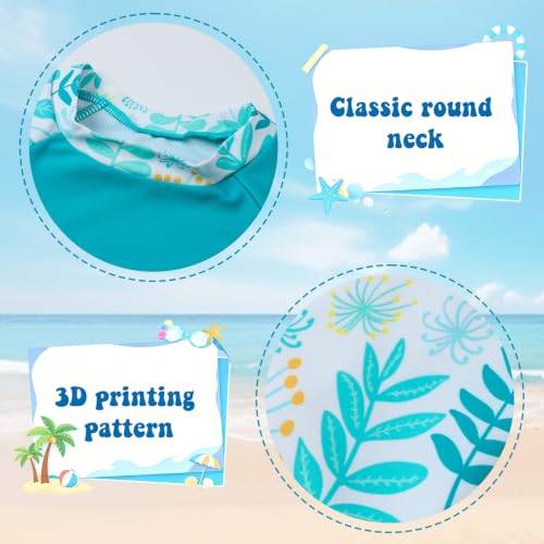Image of Girls Swimsuit Two Piece Rash Guard Set for 4-14 Years UPF 50+ UV Protective Long Sleeve Swimwear