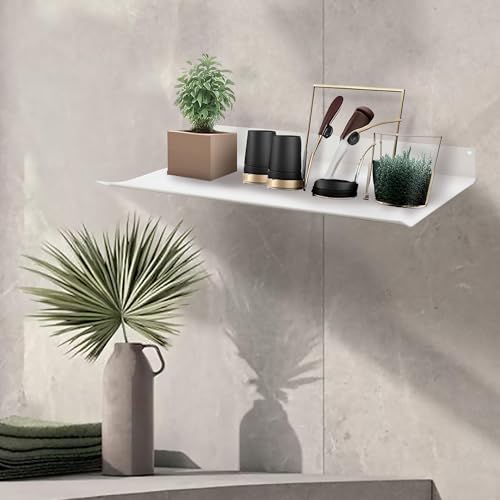 Image of Spillbox Metal Floating Shelf | Wall Mounted Shelf | Invisible Mounting|Decorative Shelf|Living Room|Kitchen Organizer|Stand|Holder for Wi-fi Camera Multipurpose(White, Small)