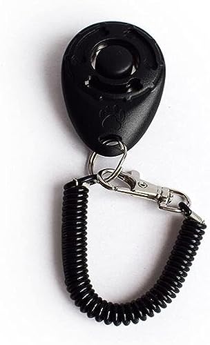 Jowxsx Clicker negro de entrenamiento para perros con correa de muñeca, duradero, ligero, para entrenamiento de mascotas, para gatos, cachorros, pájaros, caballos, perfecto para entrenamiento de