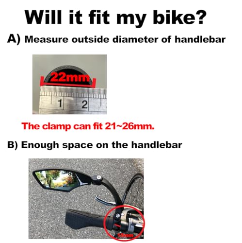 Hafny NEW Handlebar Bike Mirror, HD,Blast-resistant, E-bike Mirror, Glass Lens, HF-MR095 (Silver Left) - Image 6