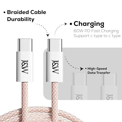 Image of J&W 60W Fast Charging USB-C to USB-C Cable (Pink)