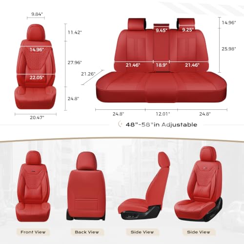 Image of Coverado Car Seat Covers Full Set, Front Seat Covers with Lumbar Support and Back Seat Cover Waterproof Leather Automotive Seat Cover, Universal Car Interior Protectors Cushion for Most Cars