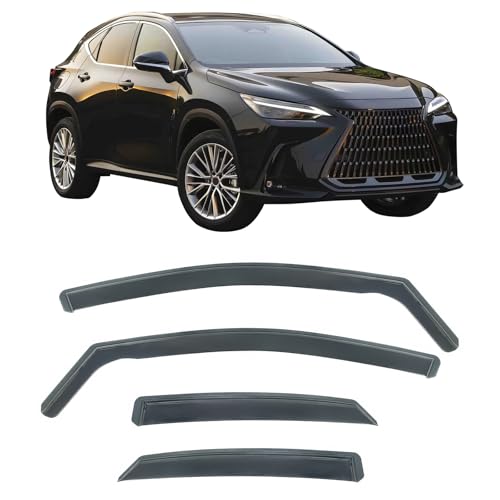 IKON MOTORSPORTS in Channel Window Visors Compatible with 2022-2026 Lexus NX All Models (NX250 NX350 NX350h NX450h+), PC Polycarbonate Black Rain Guards, Side Window Wind Deflectors 4PCS
