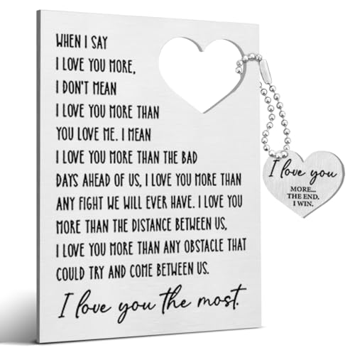 Romantic Gifts for Men Husband Boyfriend, Birthday Christmas Sentimental Anniversary Card Gift for Him, When I Say I Love You More Metal Engraved Wallet Insert Card