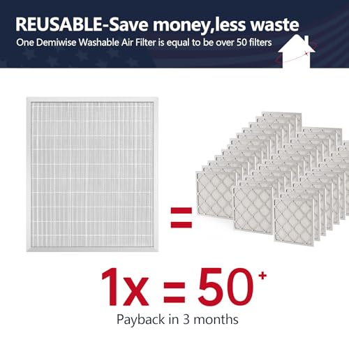 Image of 20x24x1 Electrostatic Air Filter, MERV 8 Washable & Reusable Aluminum AC /HVAC Furnace Filter, Lifetime Permanent Air Filter, Easy to Clean, Increases Airflow(Actual Size:19.37x 19.37x3.58)