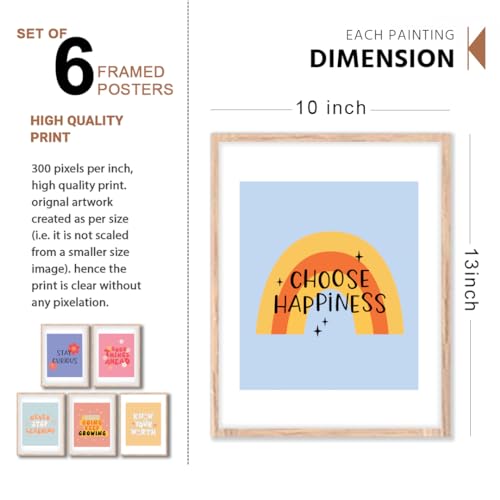 Image of NoWorries Motivational Quote Frames for Wall Decor - Modern art Quote mix Wall framed Posters for office decoration (Pattern-Minimal art) Set of 6 (10x13inches Multicolor) (ART-7)