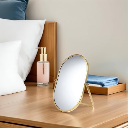 Miroir de table pliable doré réglable avec support stable - 8