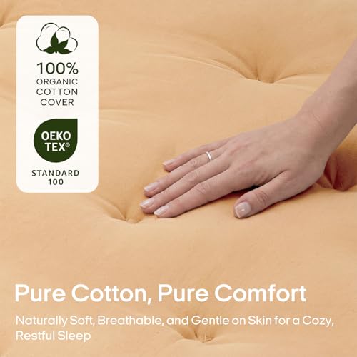 Image of ZonLi Japanese Floor Futon Mattress Twin Size 75 inchx 39 inch, 100% Cotton Cover 4 inch Thicken Tatami Mattress, Foldable Sleeping Pad, Portable Dormitory Tatami Mat, Roll Up Floor Lounger Bed for Adult