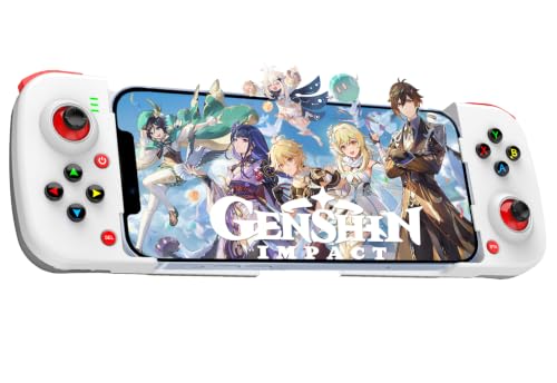 Megadream Mobile Game Controller Gamepad for iPhone iOS Android PC: Works with iPhone 16/15/14/13/12/11, iPad, Samsung Galaxy, TCL, Tablet, Call of Duty, Asphalt 8/9 - Directly Play (White)