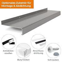 HausFux jetLINE Aluminium Fensterbank außen - nach Maß inkl. Putzabschluss, Klinkerabschluss oder Alu-Gleitabschluss - individueller Zuschnitt - bis 3 m (Graualuminium, T x L | 19,5 x 120 cm) – Ansicht 4