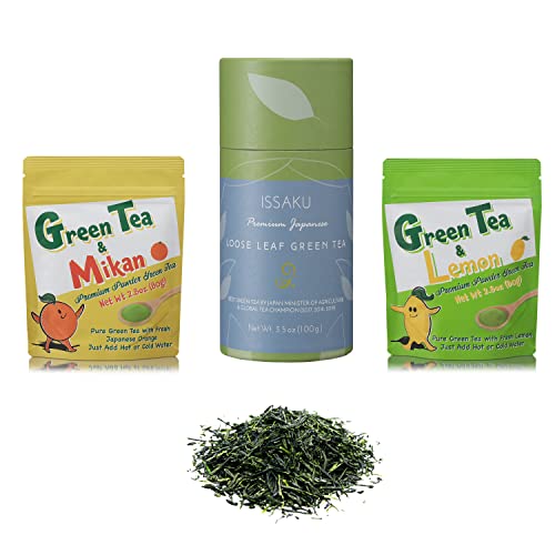Premium Powder Green Tea With Lemon And Orange Mikan And Issaku From Japanese Green Tea Co – Great For Cholesterol, Skin, Healthy Option - Ideal For Tea Lovers #TOP14