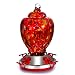 Hapito Hummingbird Feeder for Outdoors - Hand Blown Glass, 26 Ounces Nectar Capacity, No Leaking/Rustless, Containing Ant Moat, Metal Hook, Hemp Rope and Brush