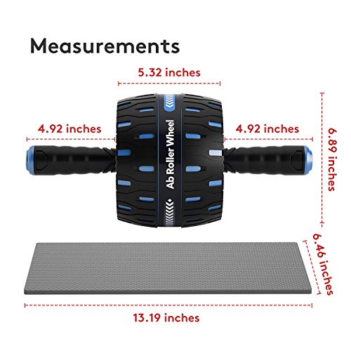 RUNWE Assistive Ab Roller Wheel for Abs Workout with Self-Rebound System and Knee Pad Used as Ab Wheel Exercise Equipment for Abdominal Exercise and Core Workout in Home Gym (Blue)