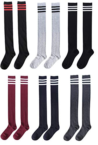 Women's Extra Long Over Knee High Opaque Stripedstockings Socks #TOP2