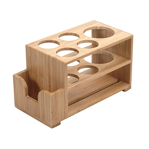 Mobilevision Toothbrush & Toothpaste Holder W/ Wider Slots For Electric Toothbrushes Plus Floss Holder For Bathroom Vanity Storage Bamboo, 5 Slots #TOP5