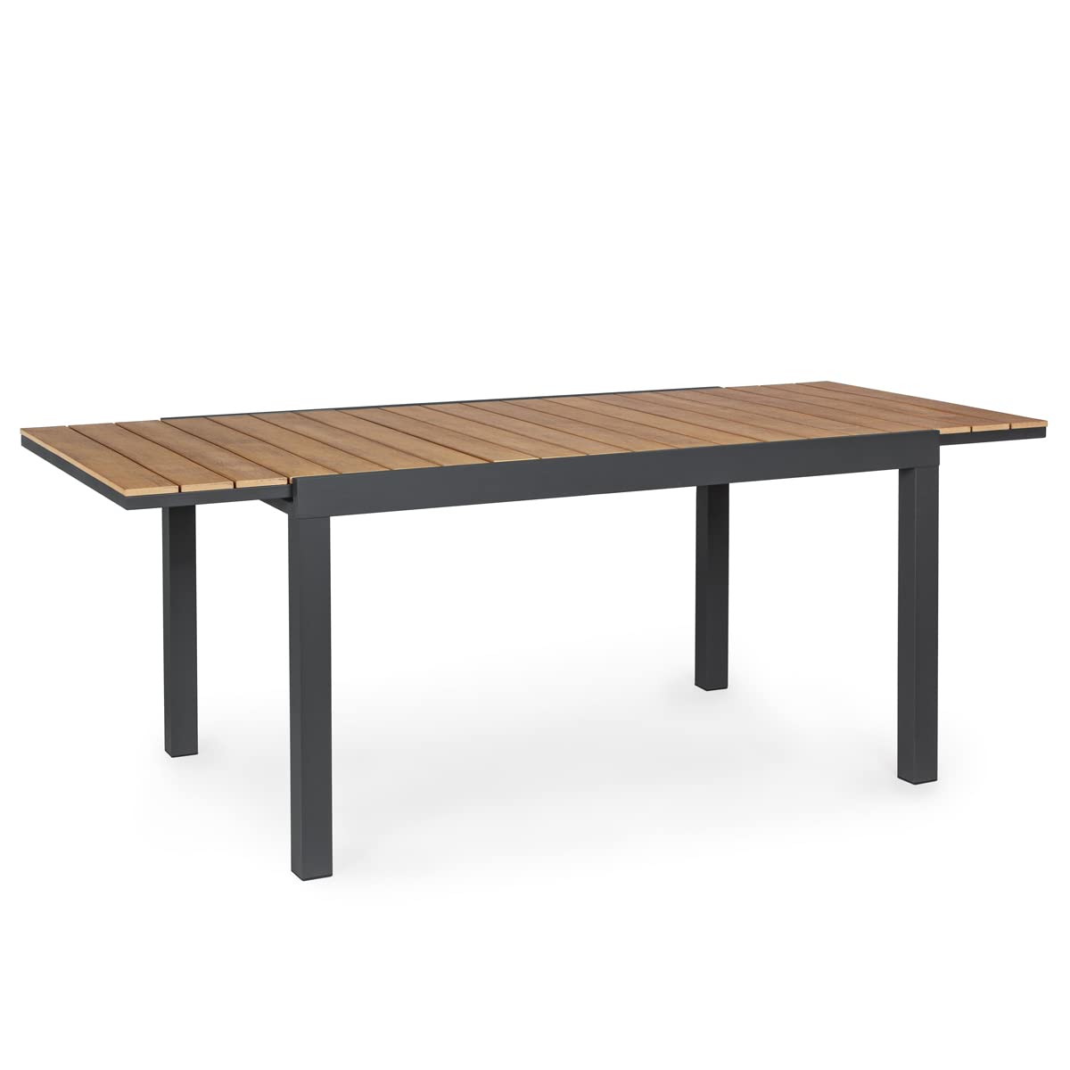 Yellowshop - ELLY tavolo arredo giardino allungabile in alluminio con doghe in polipropilene effetto legno teak, struttura robusta moderno e resistente alle intemperie L160/240xP90xH75 cm Antracite
