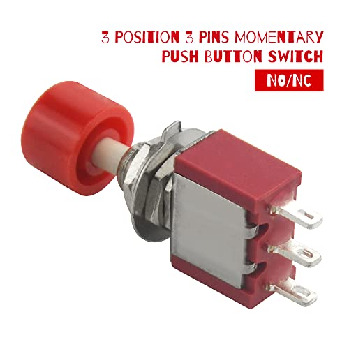 WMYCONGCONG 15 PCS SPDT Momentary Push Button Switch 3 Pin AC 2A 250V/ 5A 120V NO/NC, Red - Image 3