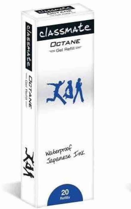 Image of Classmate Octane Gel Pen Blue Refills, Waterproof Japanese Ink, Blue, Pack of 20