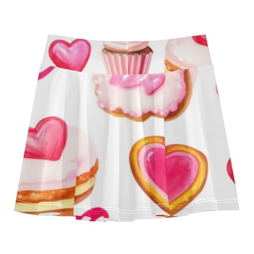 Girls Skorts Athletic Shorts Cute Pink Red Cakes Skirts with Shorts Custom School Skirt 3t2
