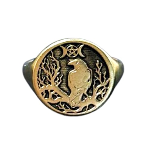 Bague Corbeau argent chevalière homme et femme bague plaquée or ronde