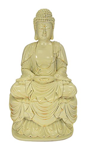 Estatua Buda Resina y Vinilo 7.25 pulg Tono Crema Pequeña miniatura 2
