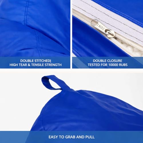 Image of Amazon Brand - Solimo 6XL Bean Bag Cover Without Beans, Faux Leather Classic Bean Bags Cover with Handle & Zipper, Bean Bag Cover for Living Room & Bedroom, 6 Months Warranty (Blue)