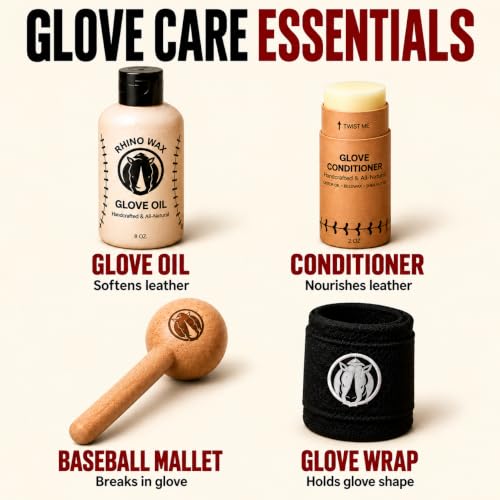 Rhino Wax Baseball Glove Break-in Kit: Oil, Glove Conditioner, Mallet, Wrap - image 5