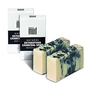 MensXP Mud Natural Handmade Detoxifying Activated Charcoal Soap With Black Clay, Shea Butter & Green Tea, Cold Pressed…