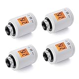 Lieferumfang: 4 x Heizungsthermostat inkl. jeweils 3 x verschiedene Adapteraufsätze (RA, RAV, RAVL), 1 x Adapterschraube, 2 x AA Batterien