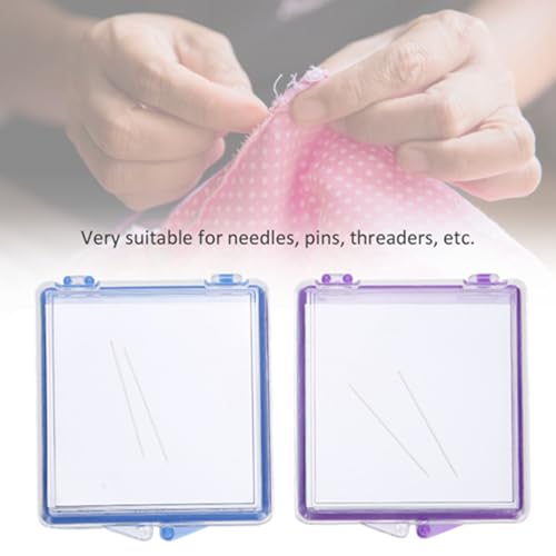 KooingTech 2pcs Magnetic Needle Case, 2.8x3x0.4 Inch Sewing Needle Case, Sewing Needle Holder with Built in Disk for Cross Stitch Sewing Knitting Pin Organizer