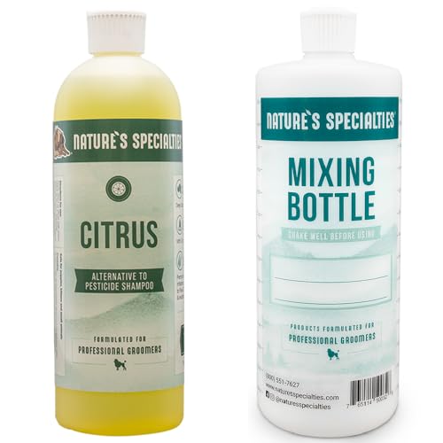 Image of Nature's Specialties Mixing Bottle and Dog Shampoo Concentrate Bundle, Easy to Read Measurements Mixing Bottle 32 oz, Citrus Dog Shampoo Concentrate 16 oz
