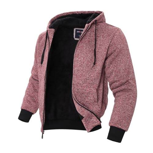 Image of LeeHanTon Sherpa Lined Hoodies for Men Heavyweight Full Zip Up Sweatshirt Thick Fleece Winter Warm Work Jackets Plus Size