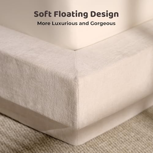 Image of RECCI AirFrame Cloud King Upholstered Bed Frame with Extra Wide Headboard, 5 Inch Foam Fully Cushioned Platform, Easy Assembly, No Box Spring Needed