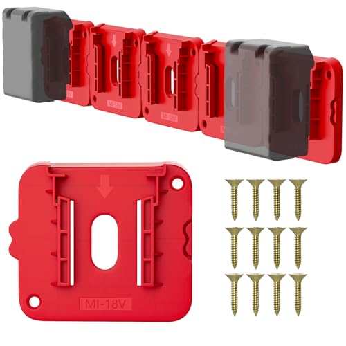 Crtbelfy Battery Holder Compatible for Milwaukee 18V Battery Wall Mount Batteries Storage for Work Van Shelf Toolbox - 5 Pack