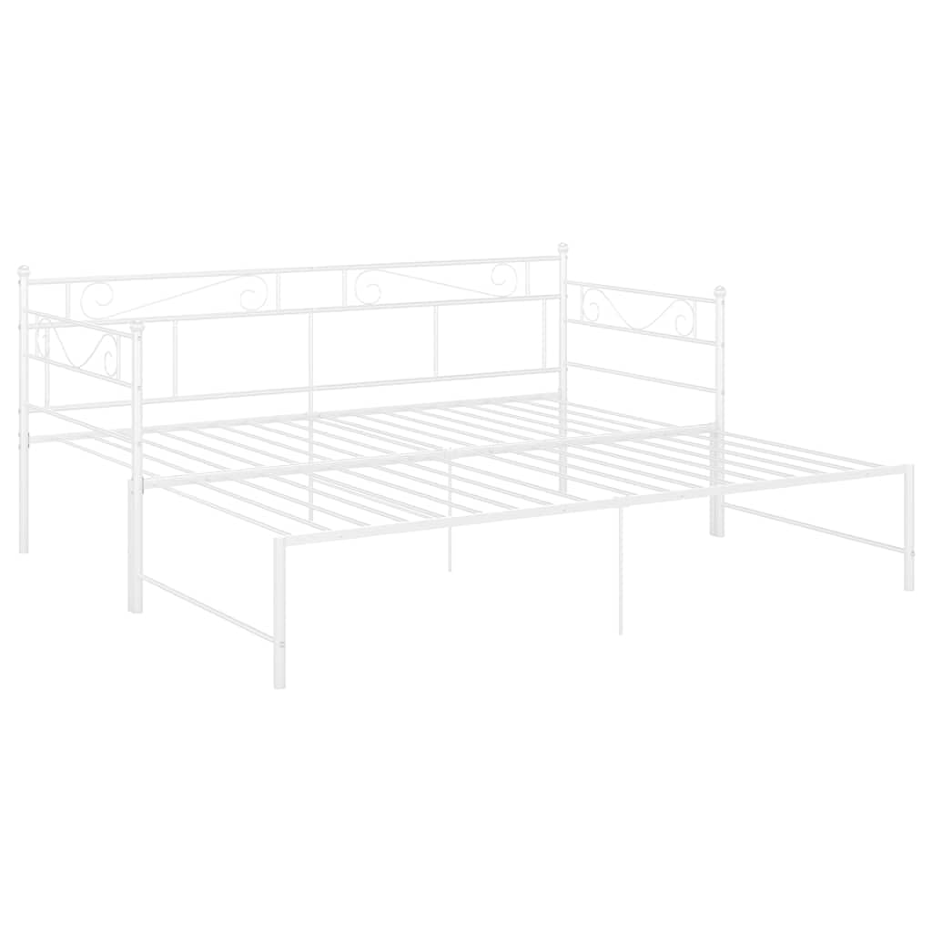 vidaXL Ausziehbett Sofabett Ausziehsofa Bettgestell Tagesbett Schlafsofa Gästebett Bett Metallbett Bettsofa Sofa Couch Weiß Metall 90x200cm