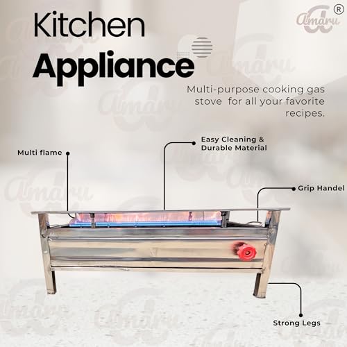 Image of Amaru Stainless Steel Commercial Dosa Bhatti for Hotel & Restaurant Use | Heavy-Duty Dosa Cooking Bhatti with Bullet Burner And Tawa (Size-30Lx15Wx12H Tawa 6mm