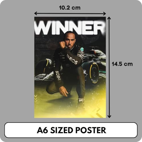 Image of auraposter Lewis Hamilton Poster (Set of 40) | Formula 1 Posters (15 x10 cm) | Mercedes F1 Poster Ferrari F1 for Wall, Bedroom, Living room | Formula One Posters | Glue Dots Included
